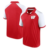 Men's Fanatics  Red Wisconsin Badgers Agility Raglan Polo