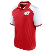 Men's Fanatics  Red Wisconsin Badgers Agility Raglan Polo