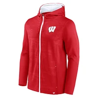 Sweat à capuche entièrement zippé Fanatics pour hommes, rouge, Wisconsin Badgers Ball Carrier