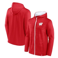 Sweat à capuche entièrement zippé Fanatics pour hommes, rouge, Wisconsin Badgers Ball Carrier