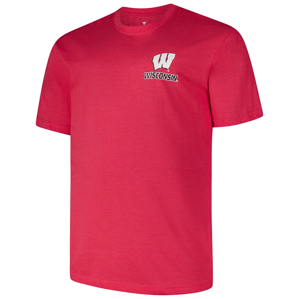 T-shirt délavé idéal pour hommes Fanatics Red Wisconsin Badgers Big & Tall