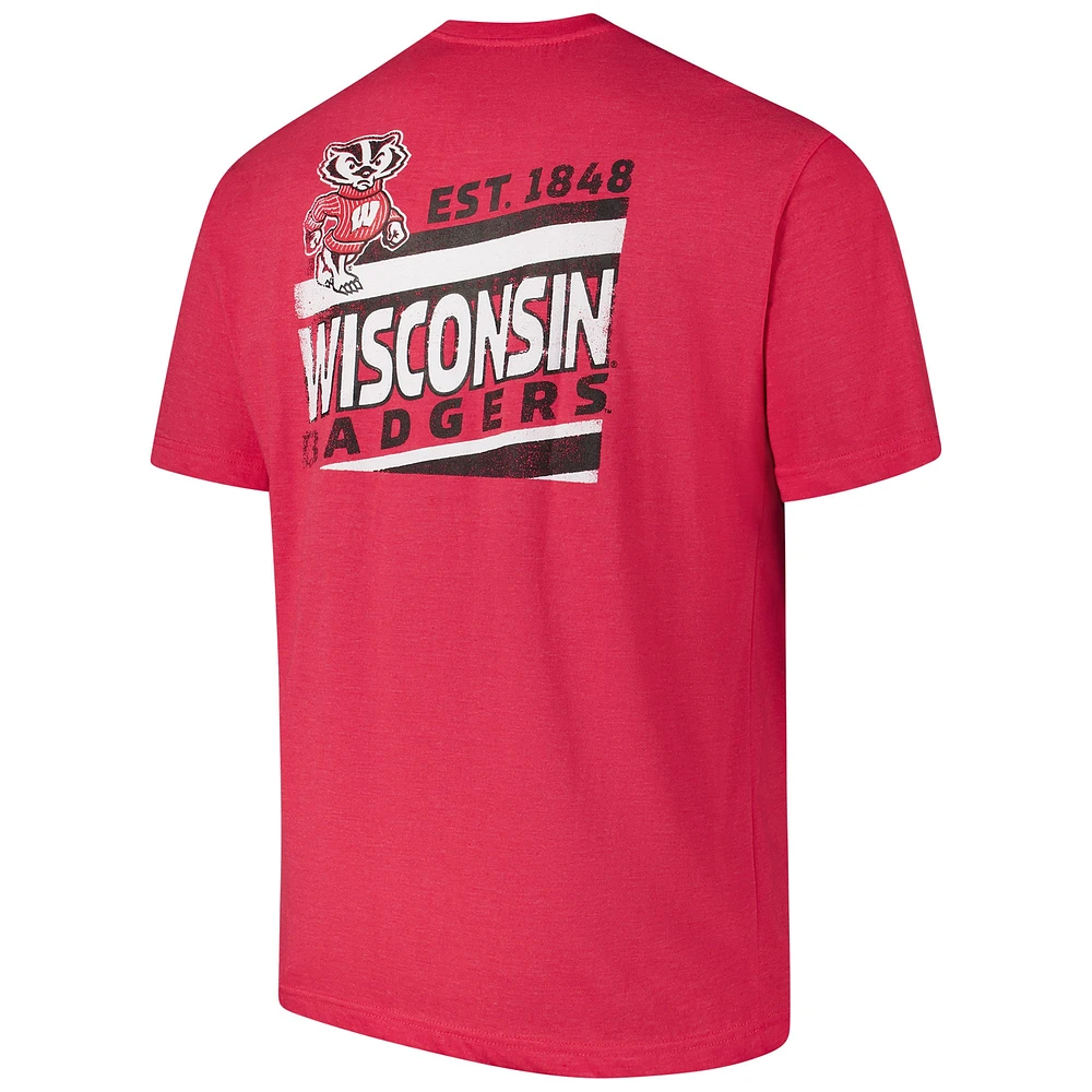 T-shirt délavé idéal pour hommes Fanatics Red Wisconsin Badgers Big & Tall