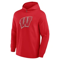 Men's Fanatics Red Wisconsin Badgers Blaze Tri-Blend Pullover Hoodie