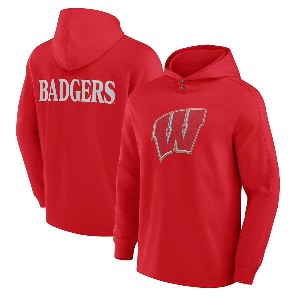 Men's Fanatics Red Wisconsin Badgers Blaze Tri-Blend Pullover Hoodie