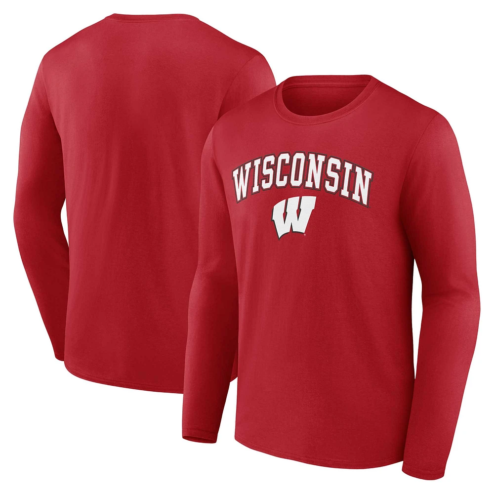 Men's Fanatics Red Wisconsin Badgers Campus Long Sleeve T-Shirt