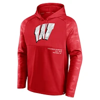 Sweat à capuche Raglan Defender Fanatics Red Wisconsin Badgers pour hommes