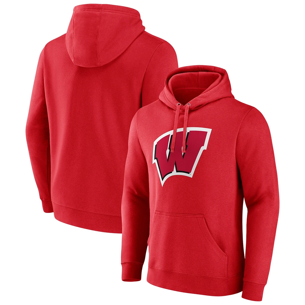 Sweat à capuche en polaire rouge Wisconsin Badgers Fanatics pour hommes