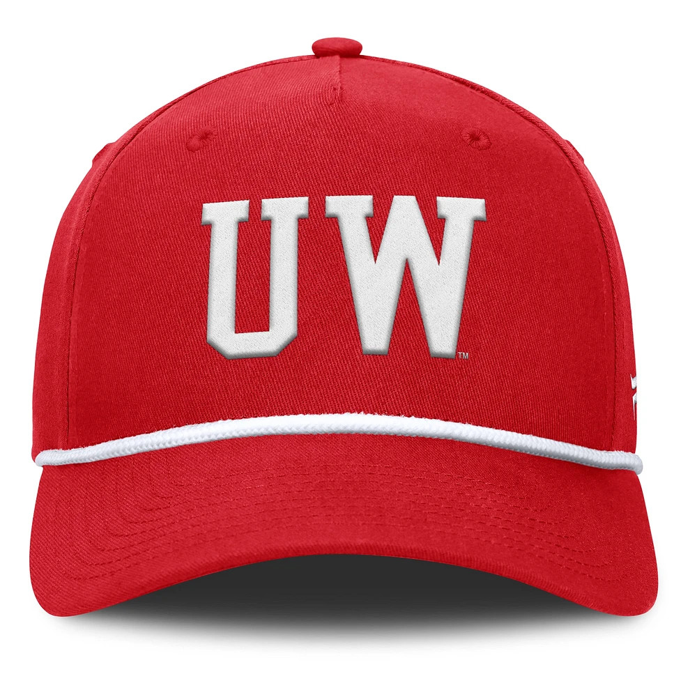 Men's Fanatics Red Wisconsin Badgers Foul Ball Rope Adjustable Hat