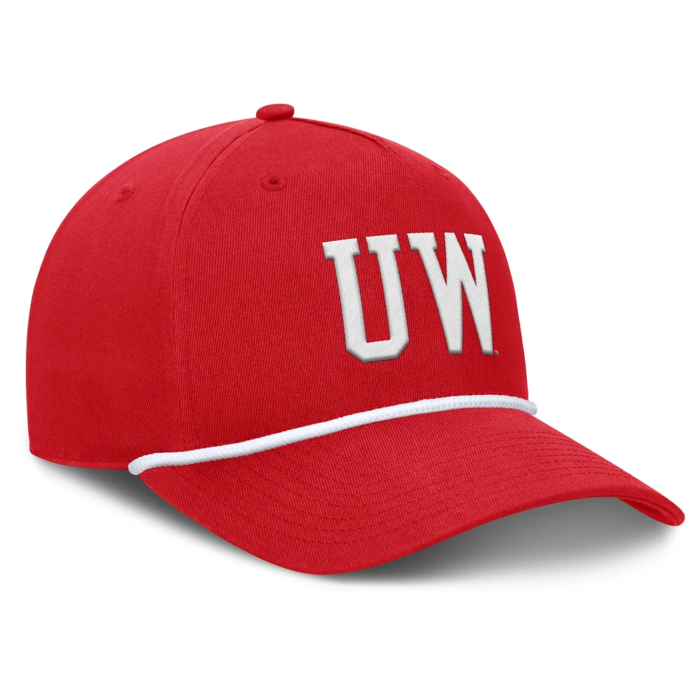 Men's Fanatics Red Wisconsin Badgers Foul Ball Rope Adjustable Hat