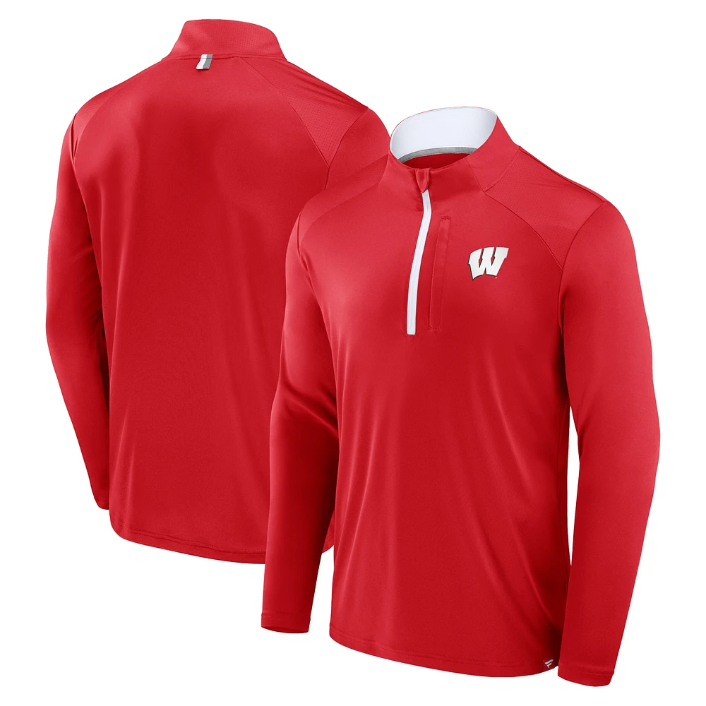 Men's Fanatics Red Wisconsin Badgers Fundamental Defender Quarter-Zip Jacket