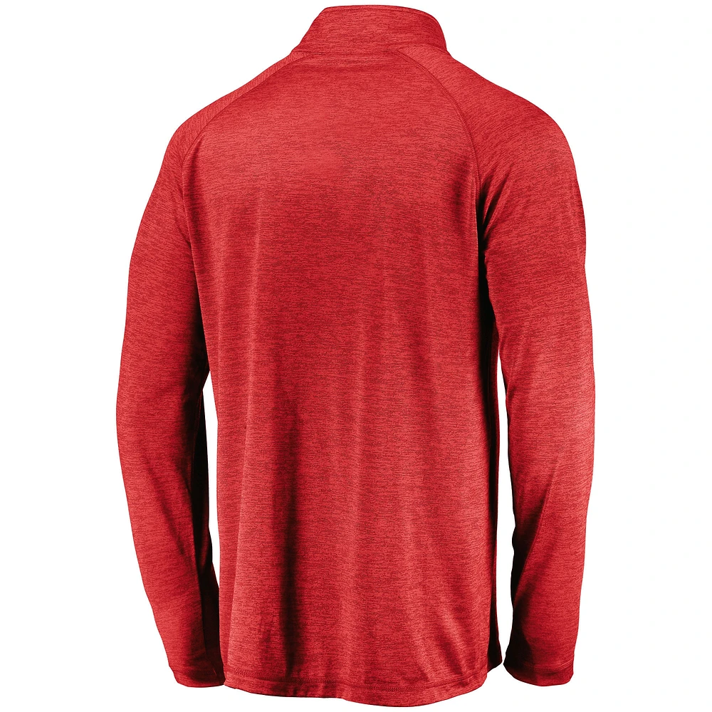 Men's Fanatics Red Wisconsin Badgers Lightweight Striated Raglan Quarter-Zip Top