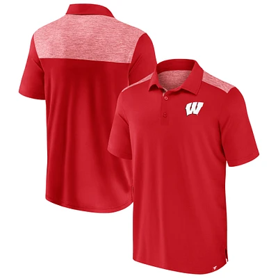 Polo Long Shot Fanatics pour hommes, rouge, Wisconsin Badgers