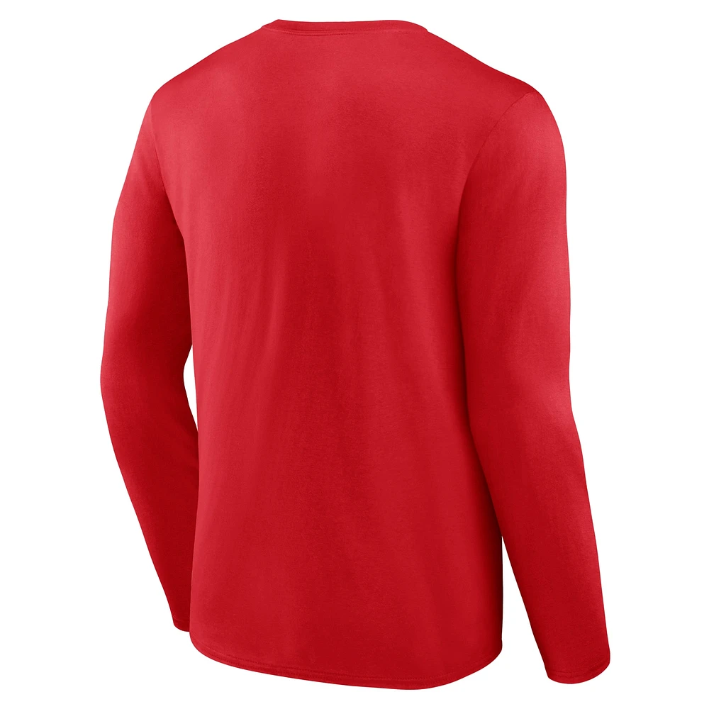 Men's Fanatics Red Wisconsin Badgers Modern Arch 2-Hit Long Sleeve T-Shirt