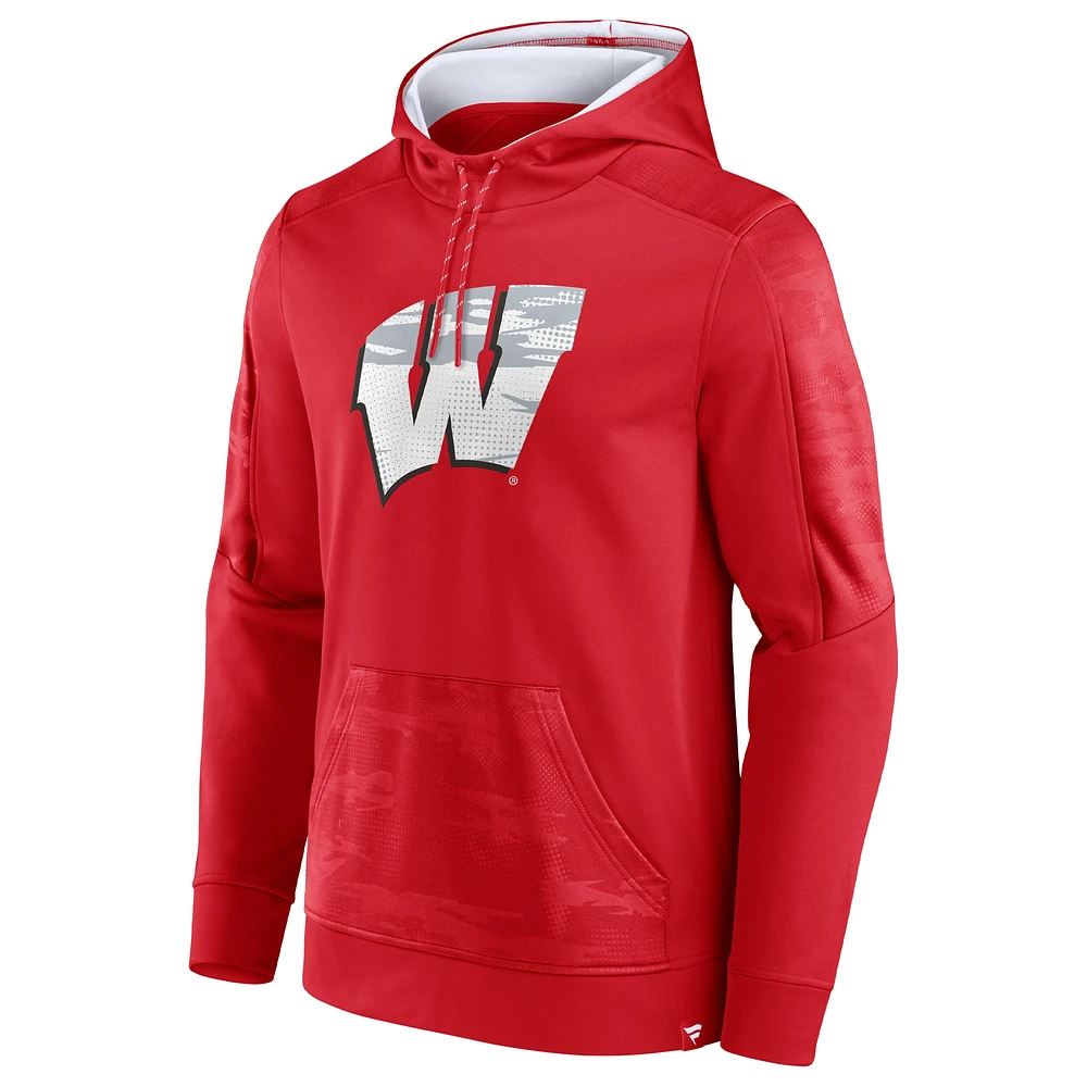 Men's Fanatics Red Wisconsin Badgers On The Ball Pullover Hoodie