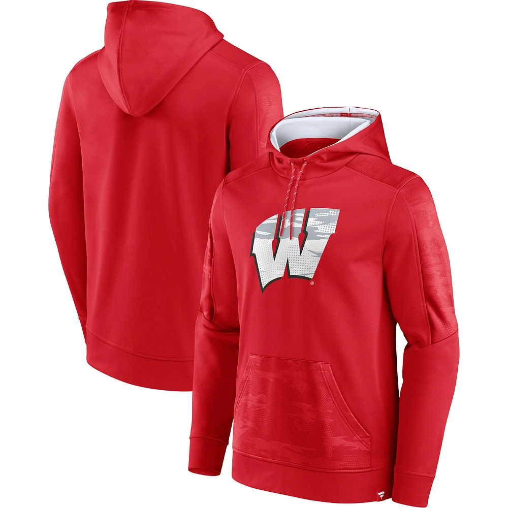 Men's Fanatics Red Wisconsin Badgers On The Ball Pullover Hoodie