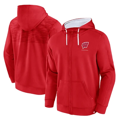 Sweat à capuche entièrement zippé Fanatics pour hommes, rouge, Wisconsin Badgers Power Index