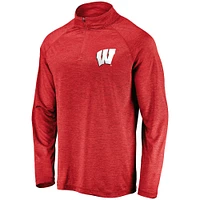 Men's Fanatics  Red Wisconsin Badgers Primary Logo Raglan Quarter-Zip Top