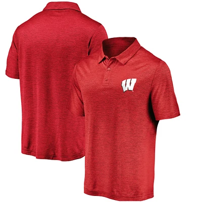 Polo strié rouge Wisconsin Badgers de marque Fanatics pour homme