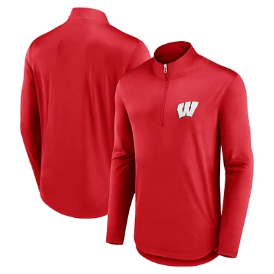 Haut à quart de zip col montant Fanatics pour hommes, rouge, Wisconsin Badgers