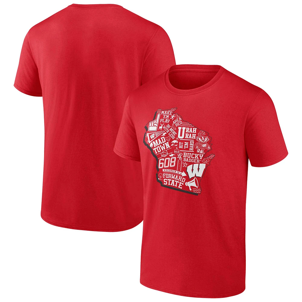 Men's Fanatics Red Wisconsin Badgers State Elements T-Shirt