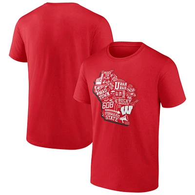 Men's Fanatics  Red Wisconsin Badgers State Elements T-Shirt