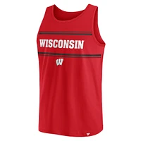 Men's Fanatics Red Wisconsin Badgers Stripe Block Tank Top