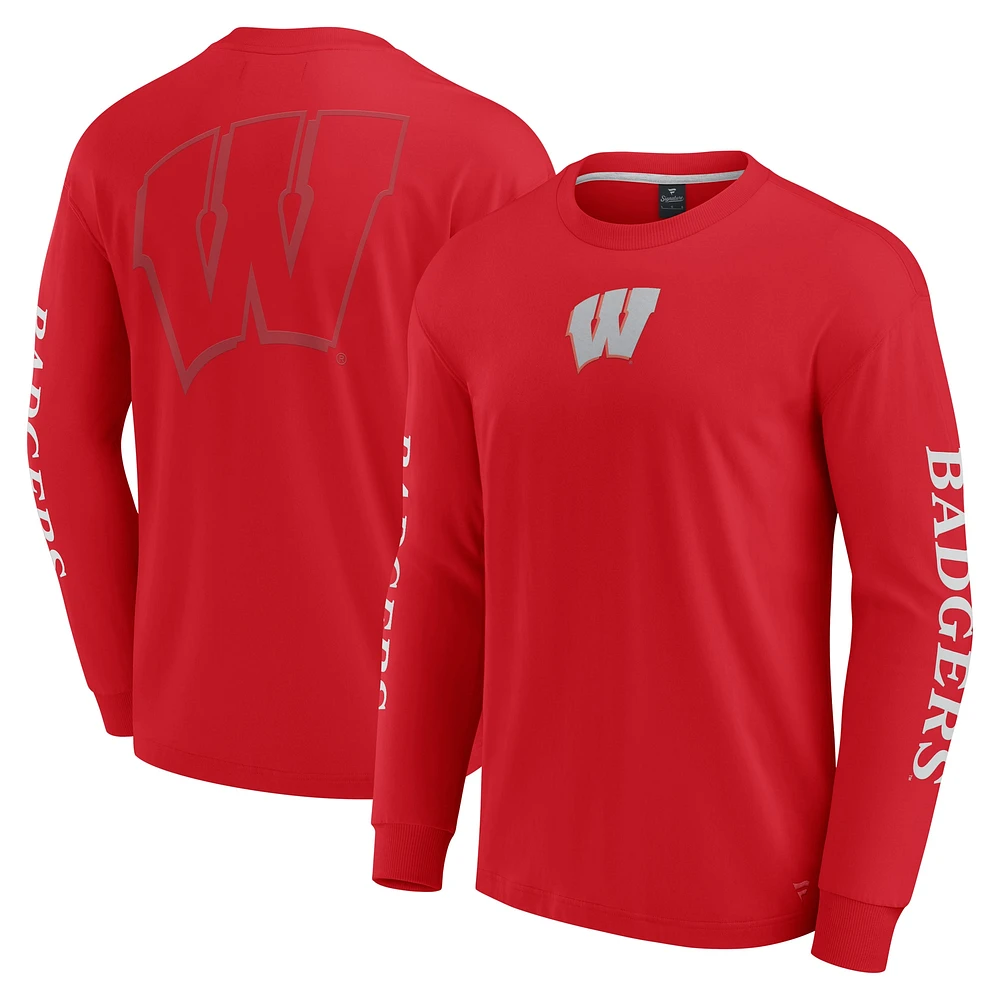 T-shirt à manches longues rouge fanatiques pour hommes Wisconsin Badgers Strive