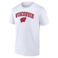 T-shirt blanc du campus des Badgers Wisconsin Fanatics pour hommes