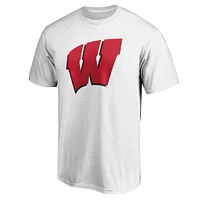 T-shirt blanc avec logo principal des Wisconsin Badgers Fanatics pour hommes