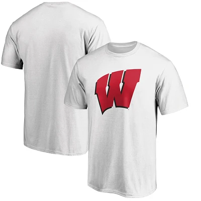 T-shirt blanc avec logo principal des Wisconsin Badgers Fanatics pour hommes