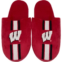 Chaussons d'équipe rayés FOCO Wisconsin Badgers pour hommes