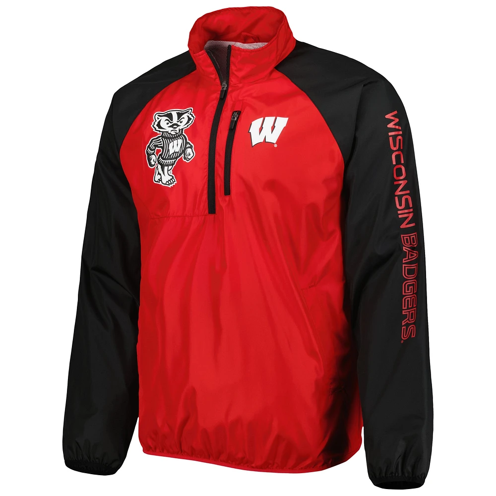 Men's G-III Sports by Carl Banks Red/Black Wisconsin Badgers Point Guard Raglan Half-Zip Jacket