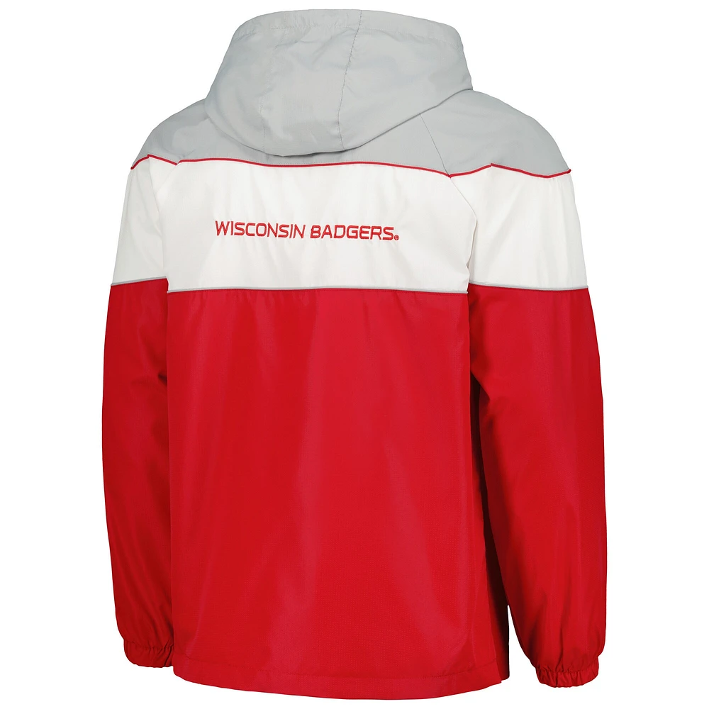 Men's G-III Sports by Carl Banks Red Wisconsin Badgers Center Line Half-Zip Raglan Hoodie Jacket