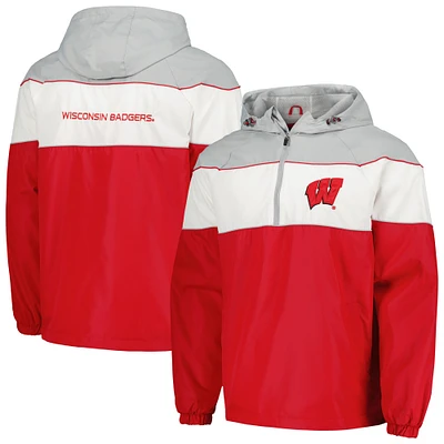 Men's G-III Sports by Carl Banks Red Wisconsin Badgers Center Line Half-Zip Raglan Hoodie Jacket