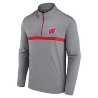 Haut à glissière quart de tour Heather Gray Wisconsin Badgers pour hommes