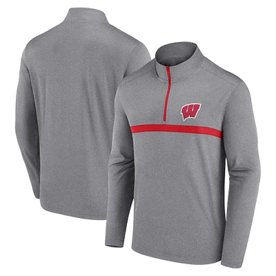 Haut à glissière quart de tour Heather Gray Wisconsin Badgers pour hommes