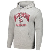 Men's Heather Gray Wisconsin Badgers Tall Arch Essential Pullover Hoodie