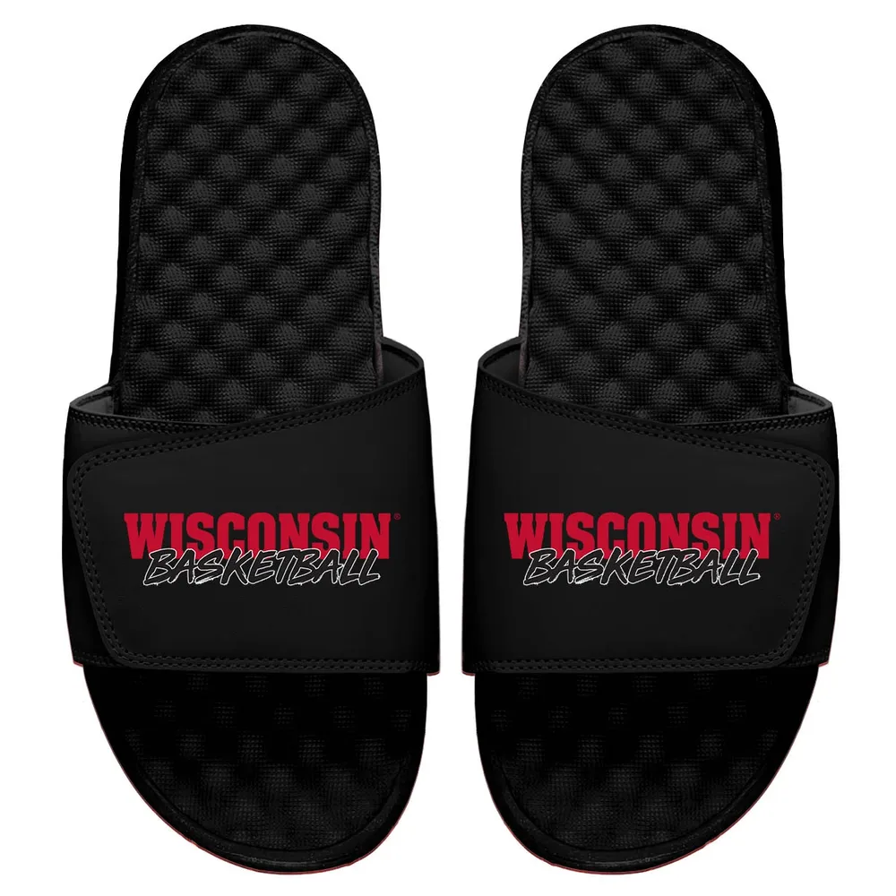 parkere Derfra område Lids Wisconsin Badgers ISlide Basketball Stacked Slide Sandals - Black |  Brazos Mall