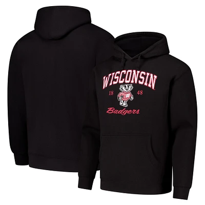 Sweat à capuche noir en polaire 2.0 Arch Script Essential de la ligue universitaire pour hommes Wisconsin Badgers