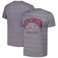 T-shirt à manches longues Victory Falls Tri-Blend Arch 2.0 des Wisconsin Badgers de la ligue masculine Heather Grey