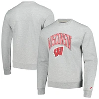 Sweat-shirt essentiel pour hommes League Collegiate Wear Heather Grey Wisconsin Badgers Tall Arch