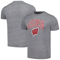 Men's League Collegiate Wear Heather Gray Wisconsin Badgers Tall Arch Victory Falls Tri-Blend T-Shirt