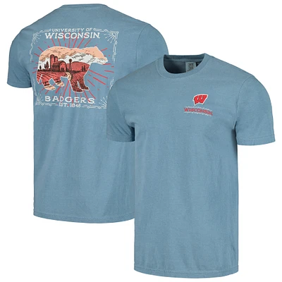 Men's Light Blue Wisconsin Badgers State Scenery Comfort Colors T-Shirt