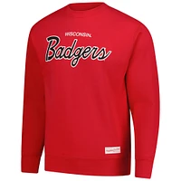 Men's Mitchell & Ness  Red Wisconsin Badgers Elite Script Pullover Sweatshirt