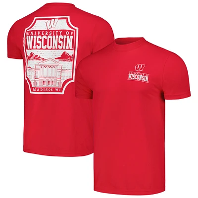 T-shirt rouge pour hommes des Badgers du Wisconsin Campus Badge Comfort Colors