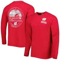 T-shirt à manches longues rouge Wisconsin Badgers Circle Campus Scene pour homme