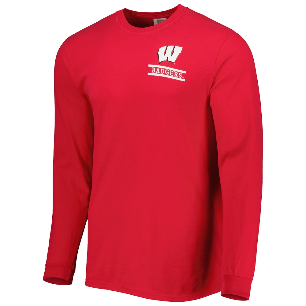 Men's Red Wisconsin Badgers Circle Campus Scene Long Sleeve T-Shirt