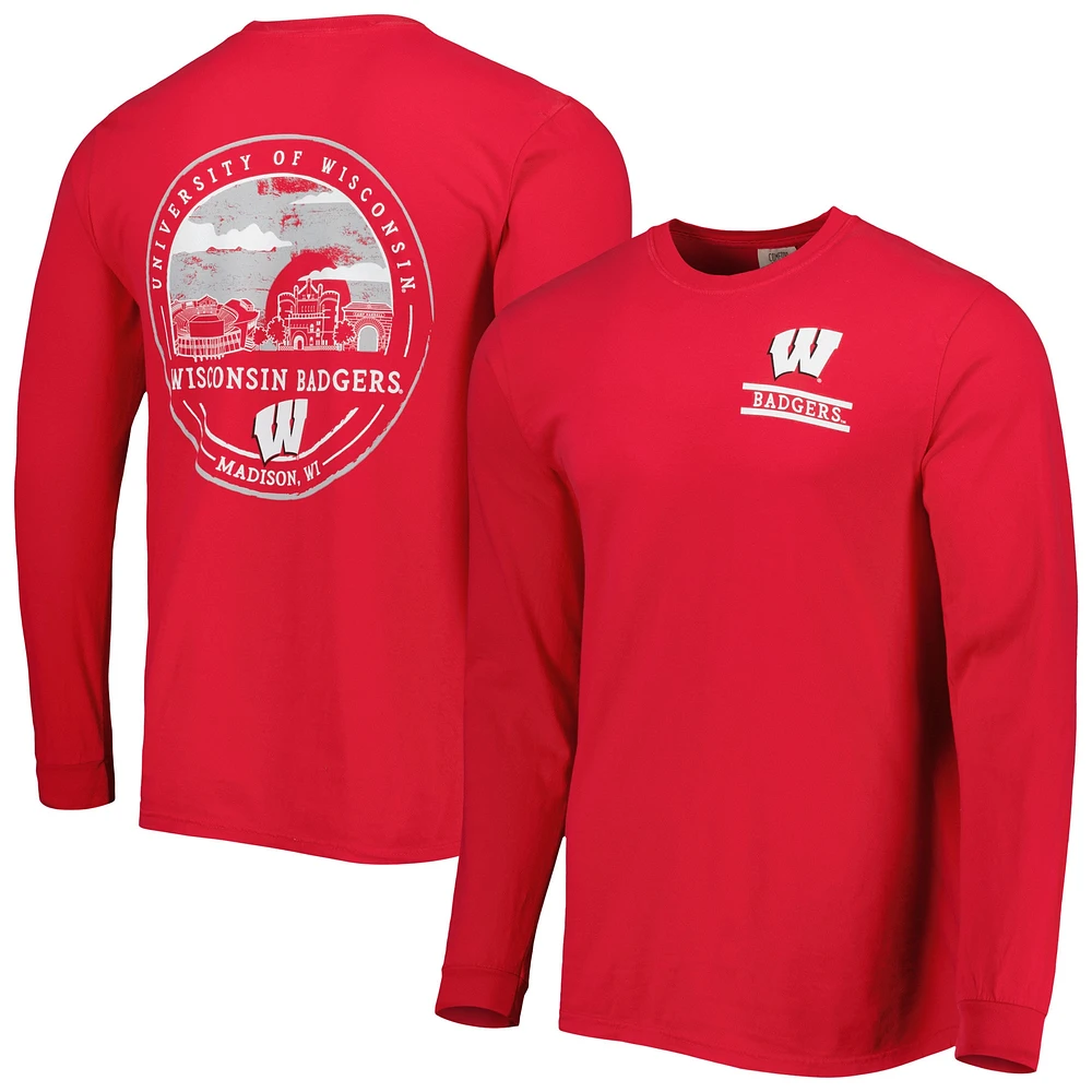 Men's Red Wisconsin Badgers Circle Campus Scene Long Sleeve T-Shirt