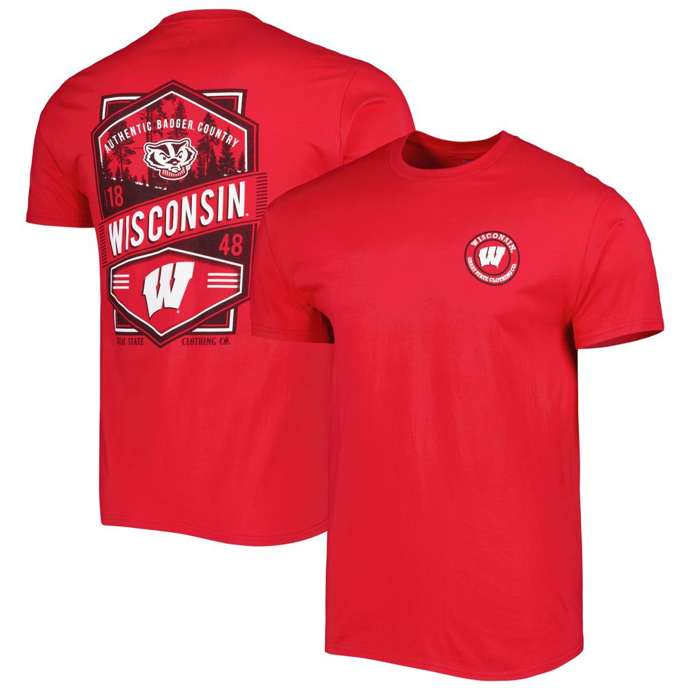 Men's Red Wisconsin Badgers Double Diamond Crest T-Shirt