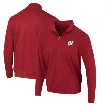 Wisconsin Badgers Peached Marled Yarn Quarter-Zip Pullover Jacket - Red